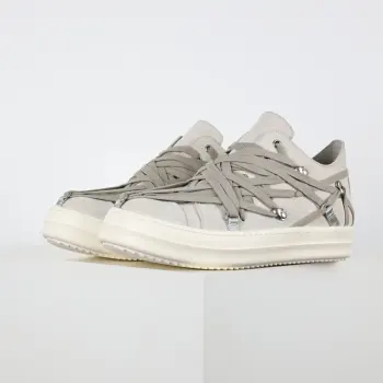 Beige Crisscross Lace-up Sneakers Replica Rick Owens Mens Sneakers