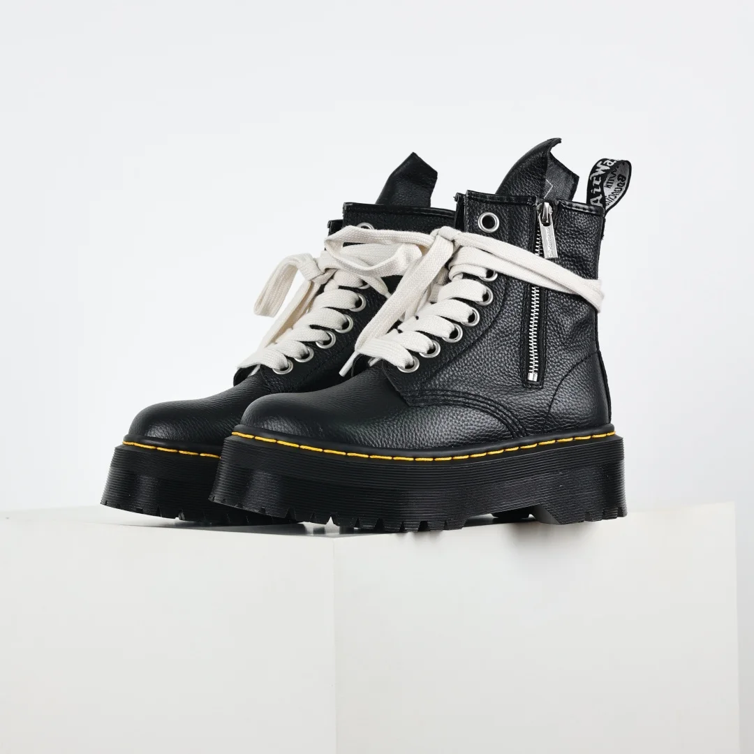 Rick Owens Platform Chunky Heel High Top Punk Retro Motorcycle Style Martin Boots