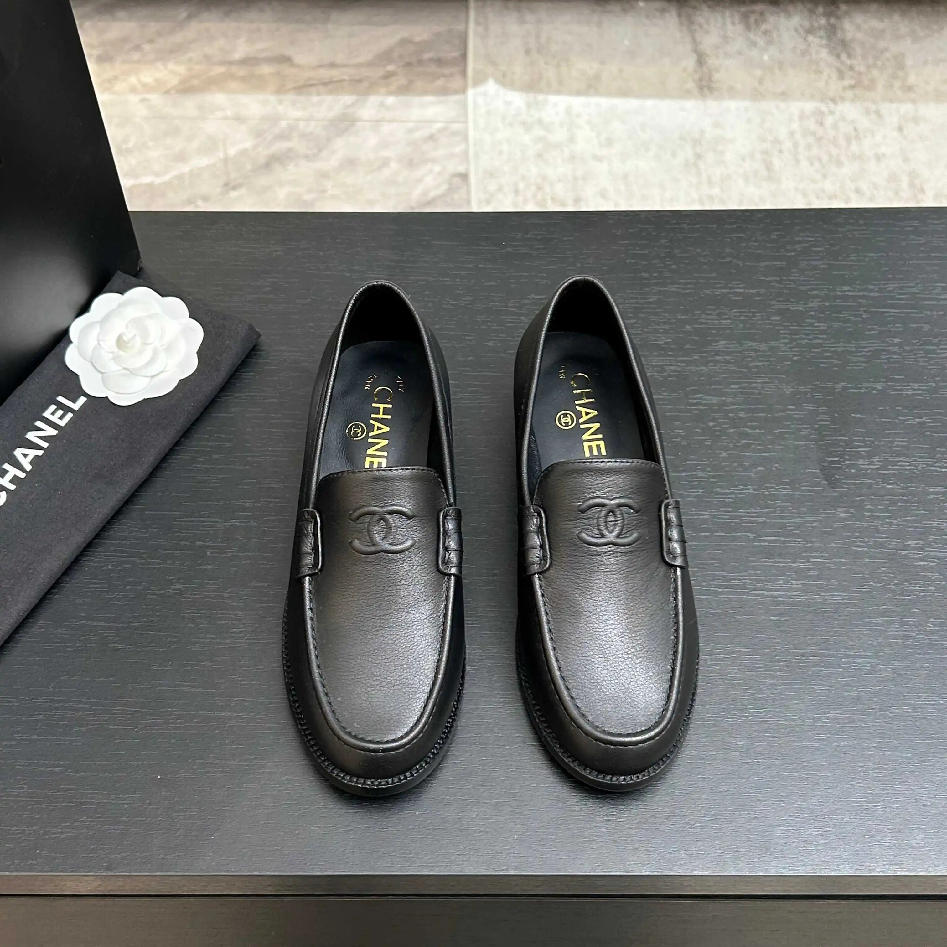 Chanel New Vintage Double C Embroidered Loafers