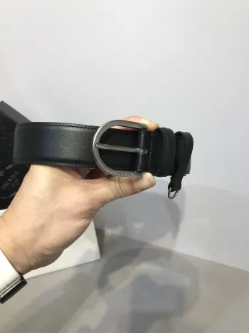 Original single-sided imported top-grain leather belt Replica Prada Mens Belts