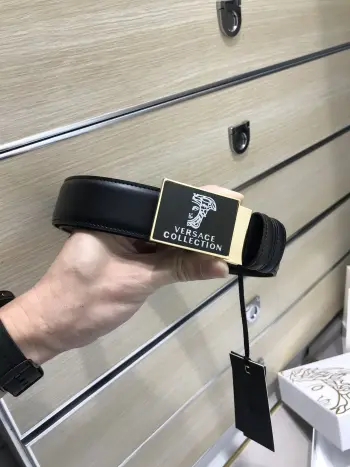 Original three-dimensional half-face intercolor beauty head buckle waist belt Replica Versace Mens Belts