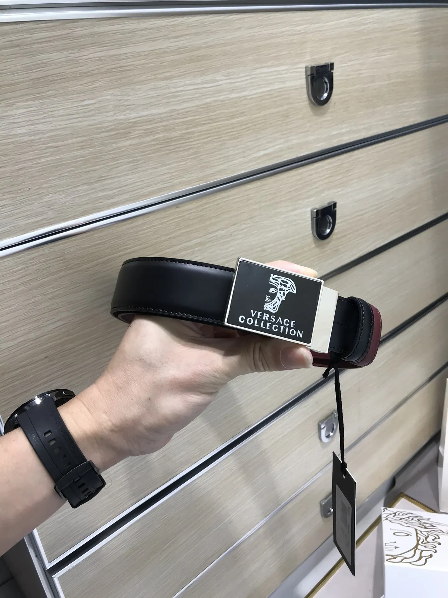 Versace Original 3D Half-Face Two-Tone Beauty Head Buckle Belt