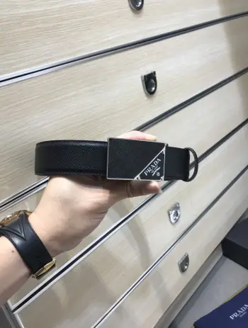 Original single-sided imported top-grain leather belt Replica Prada Mens Belts