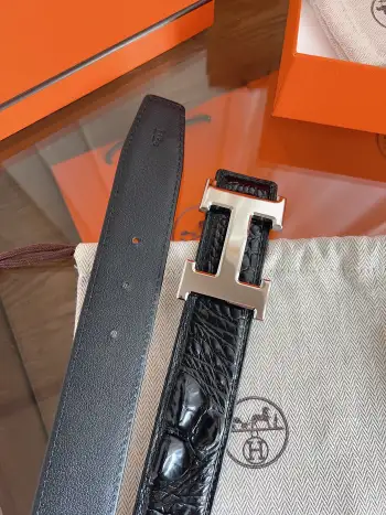3.8cm Hermes Crocodile Bone Leather Men s Belt Replica Hermes Mens Belts