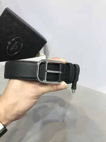 Prada Original Single Reversible Imported Top Grain Leather Belt for Men Replica Prada Mens Belts