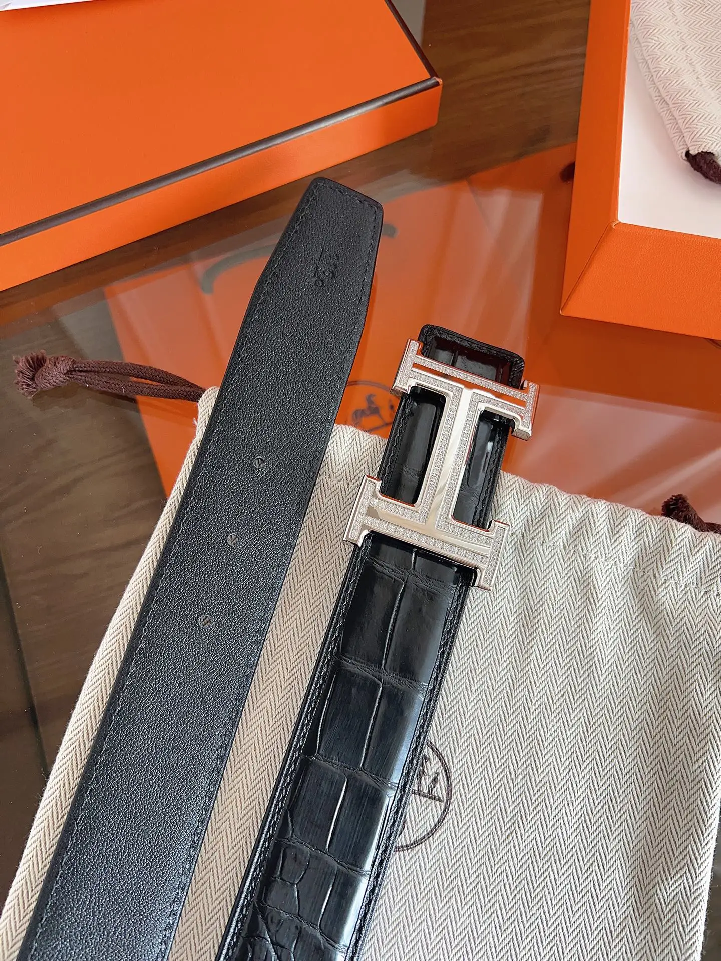 爱马仕 3.8cm 爱马家鳄鱼骨皮男款皮带 爱马仕 3.8cm 爱马家鳄鱼骨皮男款皮带