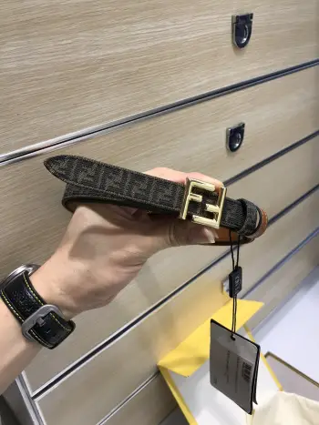 FD monogram F-buckle women s leather belt Replica Fendi Womens Belts