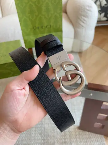 GUCC荔枝-textured reversible leather belt Replica Gucci Mens Belts
