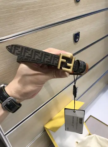 FD monogram F-buckle women s leather belt Replica Fendi Womens Belts