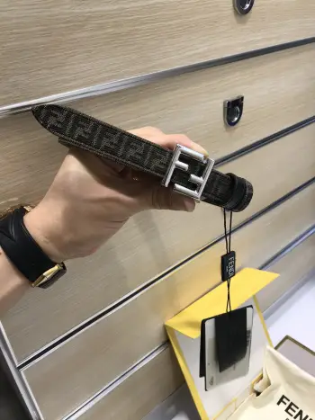 FD monogram F-buckle women s leather belt Replica Fendi Womens Belts