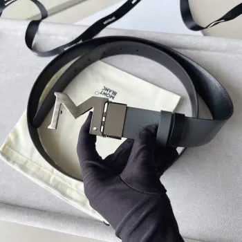  M  buckle black reversible leather belt Replica Montblanc Mens Belts