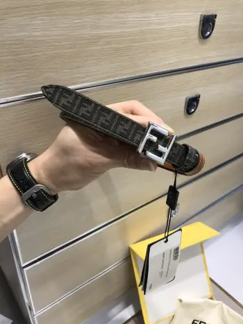 FD monogram F-buckle women s leather belt Replica Fendi Womens Belts