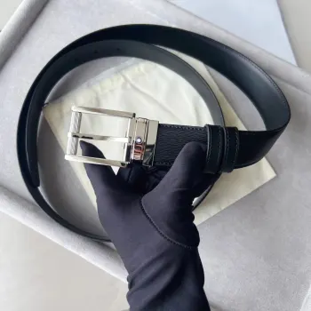 Montblanc Square Buckle Black and Blue Belt Replica Montblanc Mens Belts