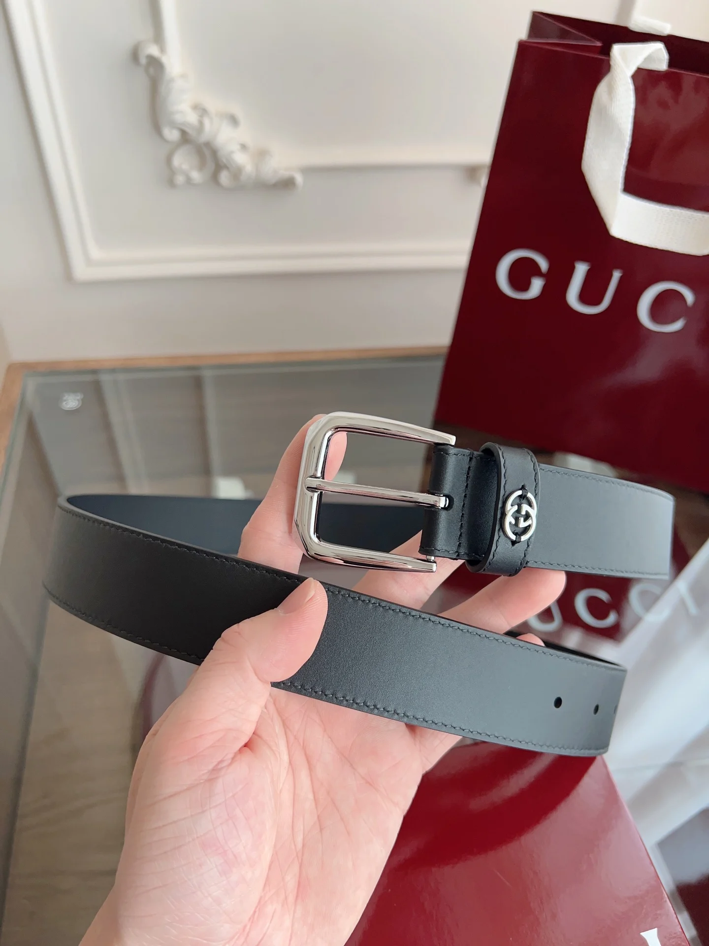 古奇 Gucci 专柜同款 进口意大利牛皮 男士腰带 古奇 Gucci 专柜同款 进口意大利牛皮 男士腰带