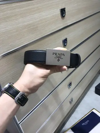 Original single-sided imported top-grain leather belt Replica Prada Mens Belts