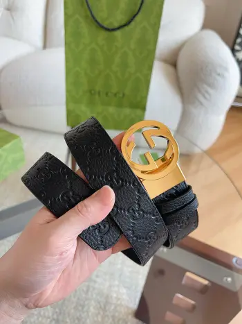 GUCC litchi grain reversible leather belt Replica Gucci Mens Belts