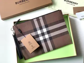 Vintage Large Plaid Eco-Friendly Canvas Zipper Storage Bag Clutch Replica Burberry mens bags