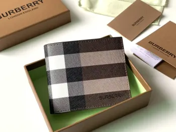 Vintage plaid eco-friendly canvas bifold short wallet Replica Burberry mens bags