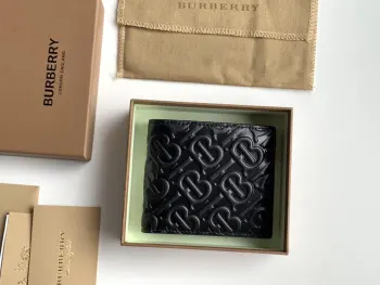 TB embossed exclusive logo leather bifold wallet Replica Burberry mens bags