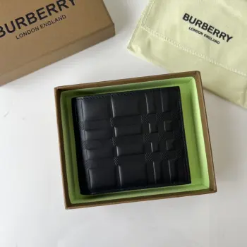 Plaid embossed leather bifold wallet Replica Burberry mens bags