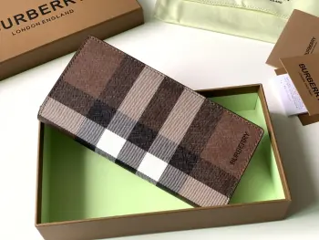 Vintage plaid eco-friendly canvas long wallet Replica Burberry mens bags
