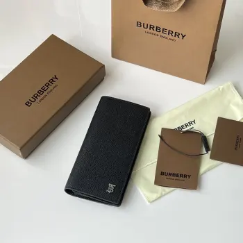 Grainy palm print leather long wallet Replica Burberry mens bags