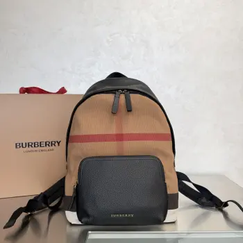 Original new Canvas plaid backpack backpack Replica Burberry mens bags