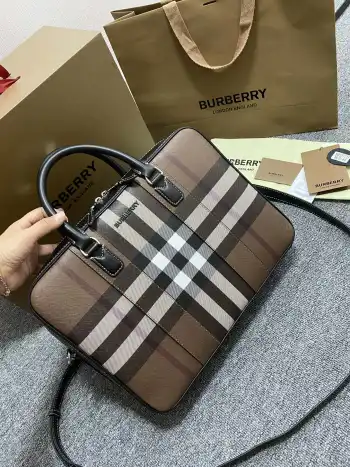 7721 Burberry s latest check briefcase/crossbody bag Replica Burberry mens bags
