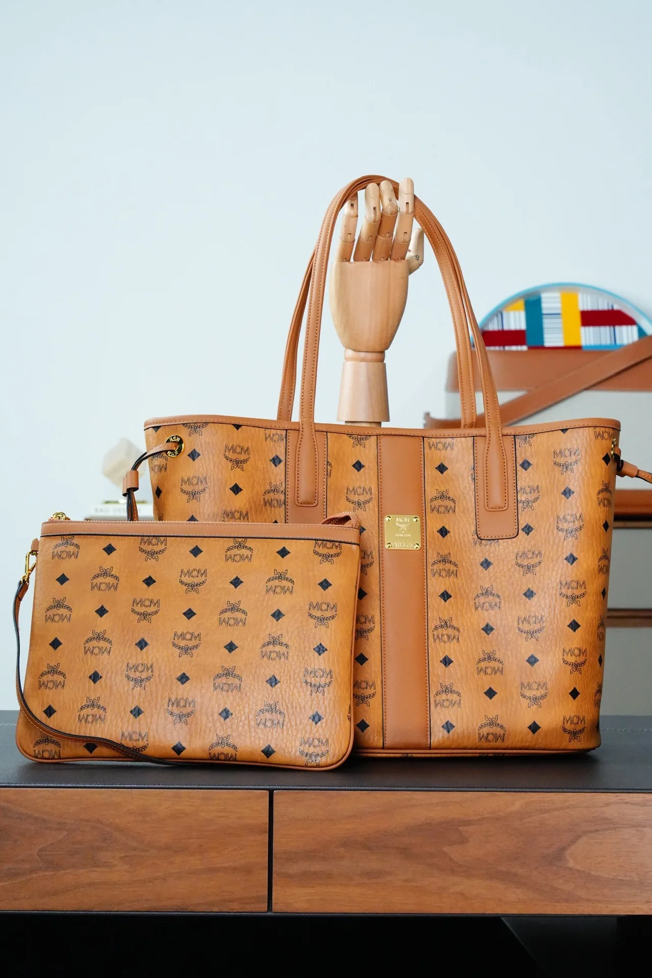 MCM MWPCSVI01CO001  双面购物袋子母包 单肩包