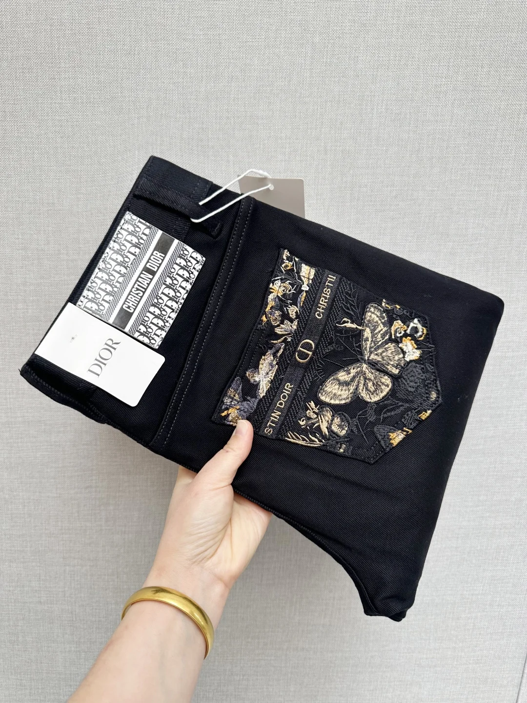 迪奥 原版水洗牛仔印花牛仔裤