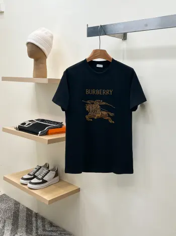 巴宝莉 马术骑士刺绣棉质针织圆领短袖T恤 高仿巴宝莉T恤/POLO衫