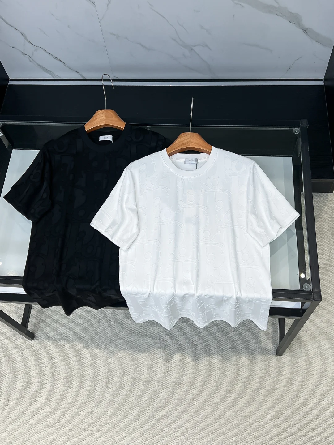 迪奥 罗纹圆领 男女同款 短袖t恤