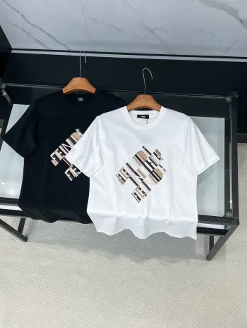26SS New Arrival Boutique Runway Embroidered Short Sleeve T-Shirt Replica Fendi Tshirts and Polos
