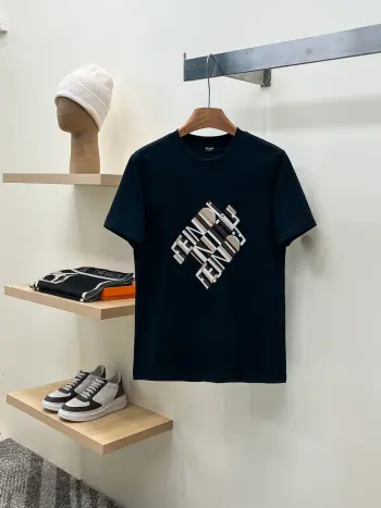 26SS New Arrival Counter T-stage Runway Embroidered Short Sleeve T-shirt Replica Fendi Tshirts and Polos