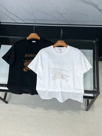 巴宝莉 马术骑士刺绣棉质针织圆领短袖T恤 高仿巴宝莉T恤/POLO衫