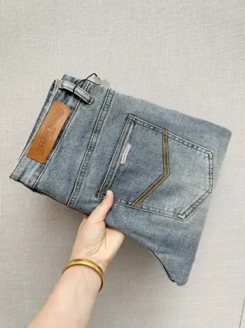 专柜同步顶级印花水洗牛仔裤 高仿克罗心牛仔裤