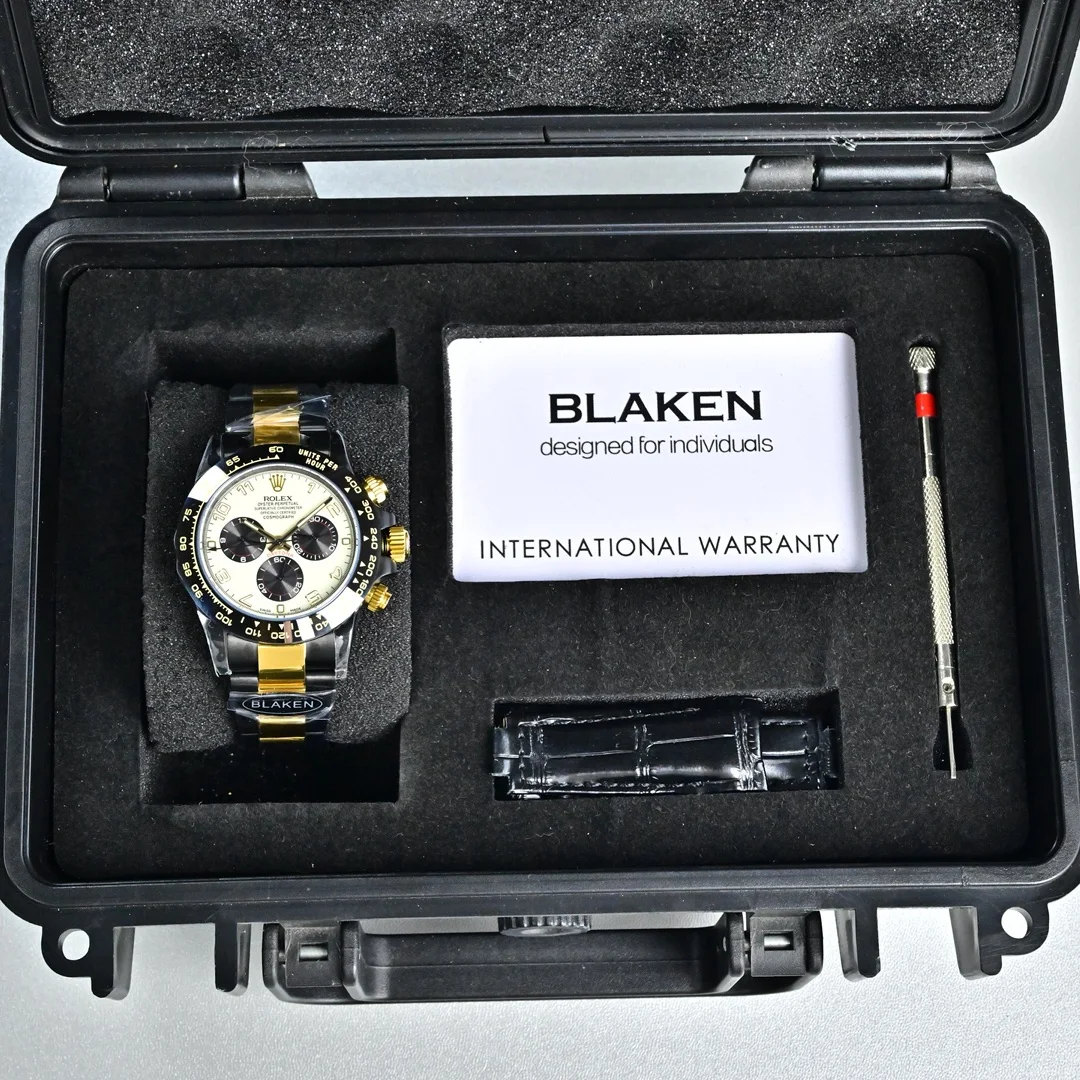 劳力士 第五代迪通拿实拍 40mm哑黑间电金腕表 男士机械腕表