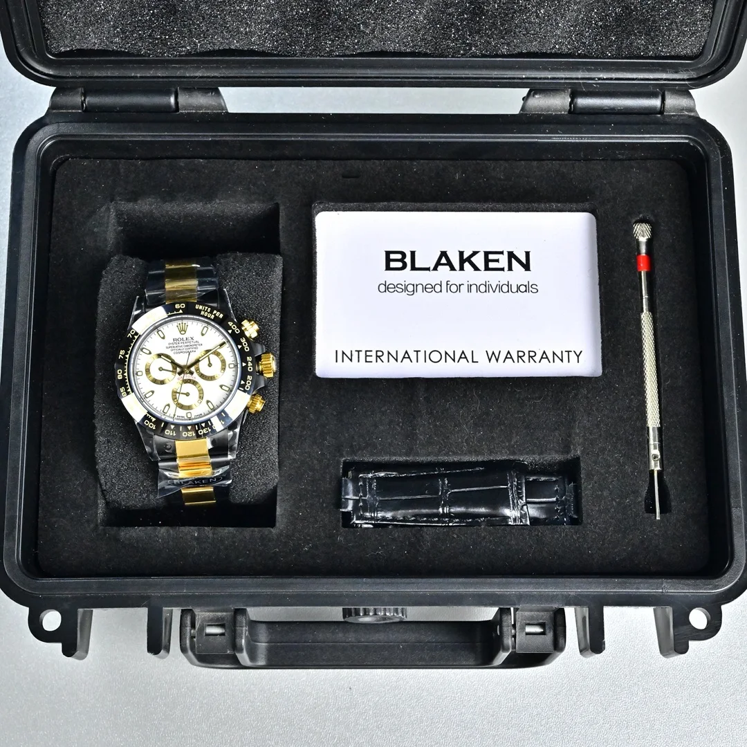 劳力士 第五代迪通拿实拍 40mm哑黑间电金腕表 男士机械腕表