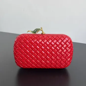 826183 Glossy Patent Leather Woven Evening Clutch Replica Bottega Veneta womens bags