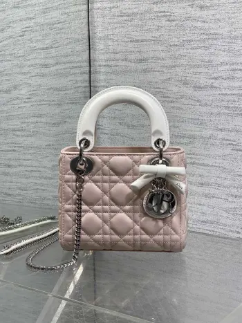 Lady最新款四格蝴蝶结戴妃包 女士斜挎包高仿迪奥女包