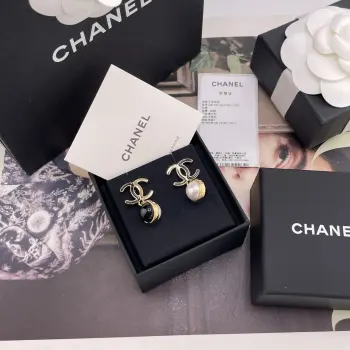 Xiangpin C Hanging Black and White Ball Earrings Replica Chanel Earrings