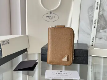 2MM358 Cross-grain Unisex Card Holder Zipper Bag Wallet Replica Prada wallets