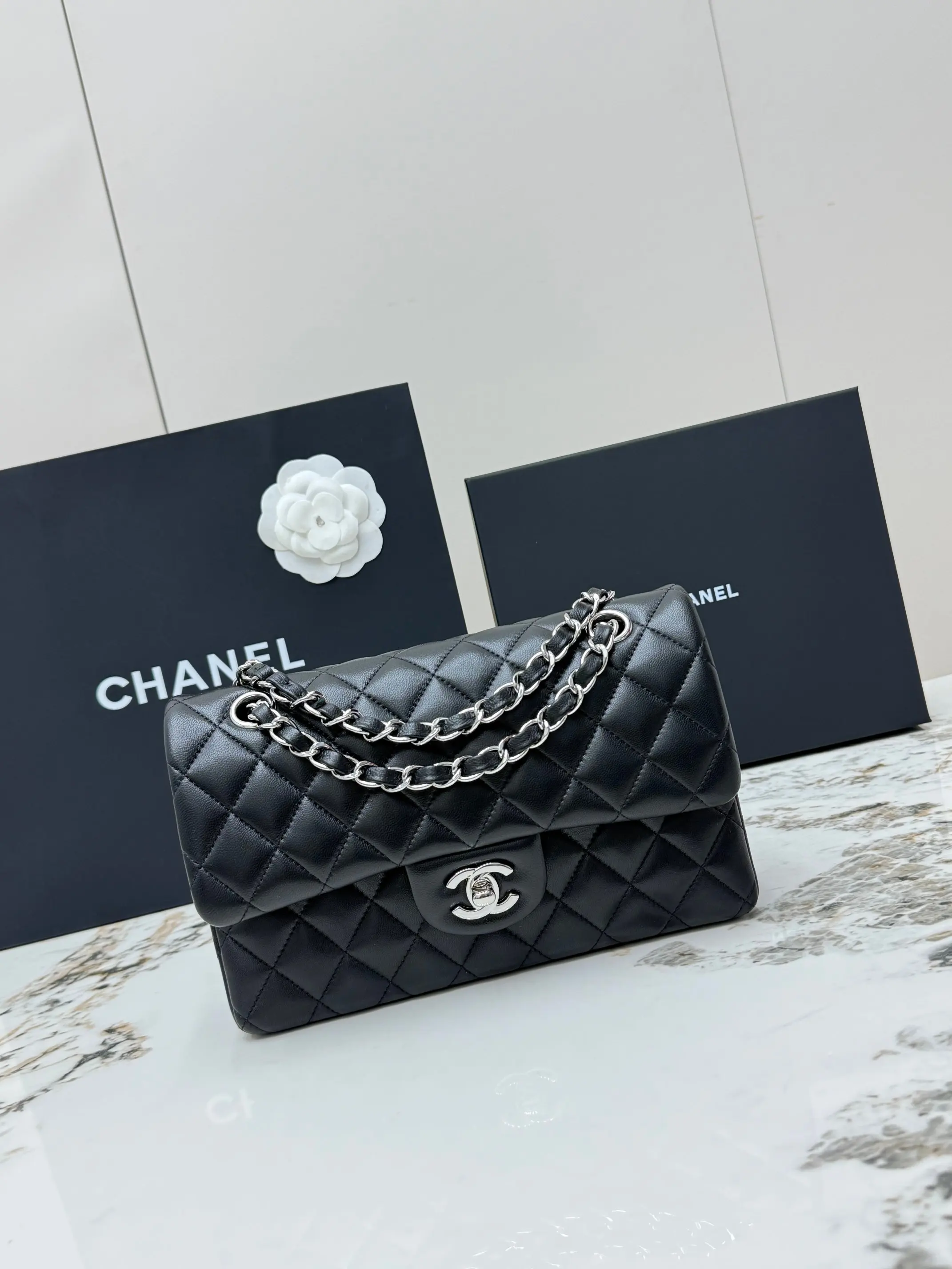 Chanel AS1113 Classic Silver Buckle Quilted Lambskin Chain Shoulder Bag Crossbody Bag