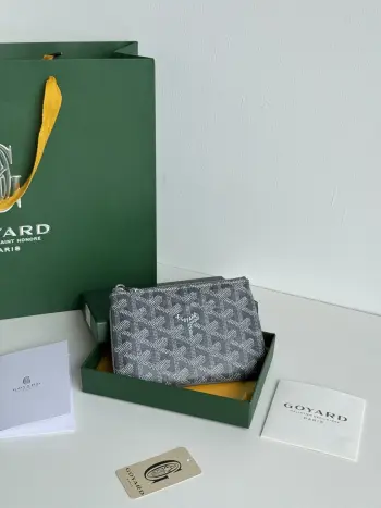 3309 Canvas with First Layer Calfskin Envelope Tri-fold Wallet Replica Goyard wallets