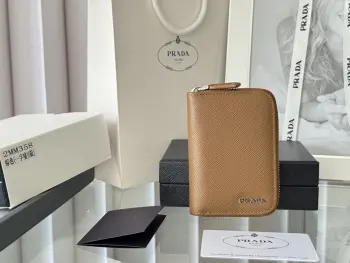 2MM358 Cross Pattern Unisex Card Holder Zipper Bag Wallet Replica Prada wallets