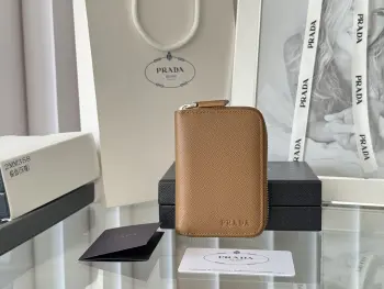 2MM358 Crossgrain Unisex Card Holder Zip Pouch Wallet Replica Prada wallets