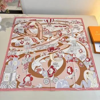 LV90 Mulberry Silk Square Scarf Replica Louis Vuitton Scarves and Shawls