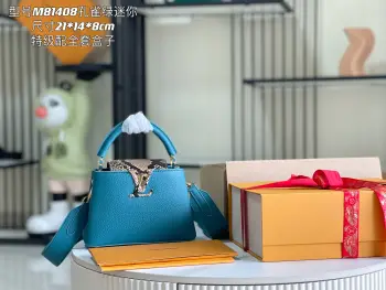 M81408N80931 蓝绿配蟒蛇金扣手袋 斜挎包 高仿LV女包