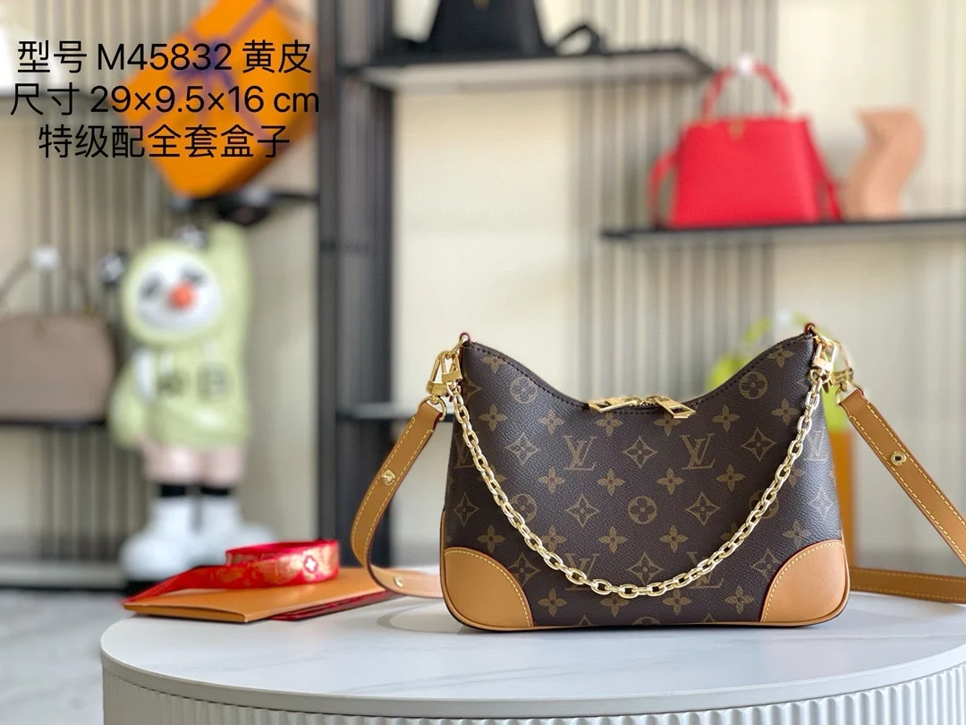 LV M45832  特级全钢五金老花黑肩背包 斜挎包