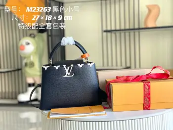  M23263 贝壳花冠黑色金扣手袋 斜挎包 高仿LV女包
